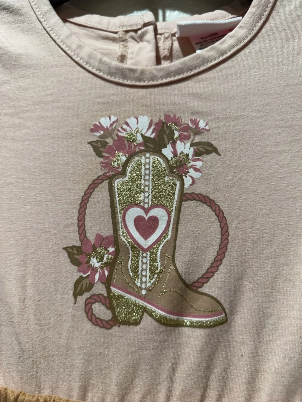 Little Lass Tan Top Tiered Brown Skirt With Boot Graphic Size 4T - Picture 2 of 9